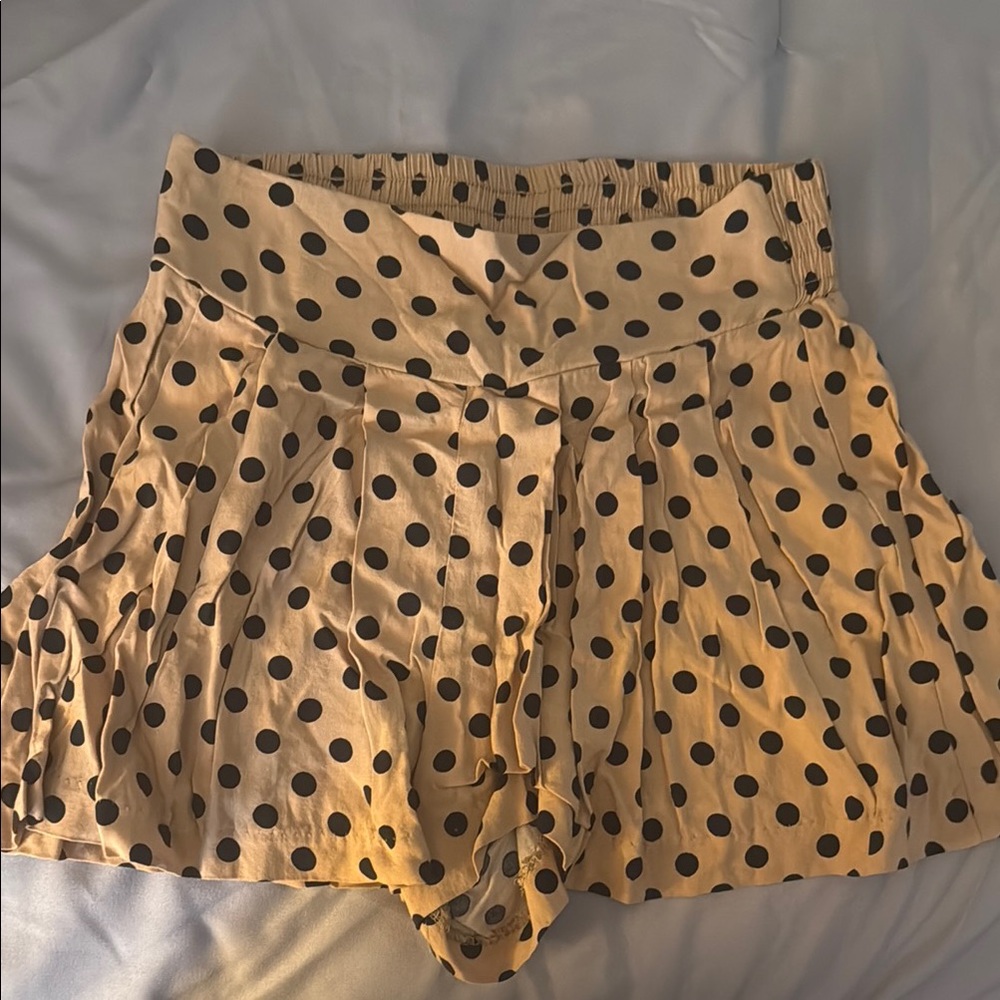 Xhilaration High Waist Polka Dot Shorts - Tan and Black